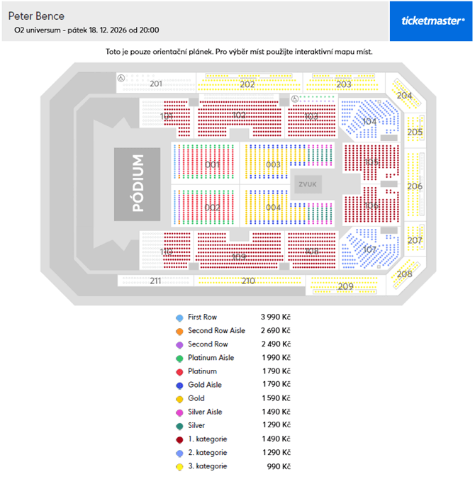 Seating chart – O2 universum