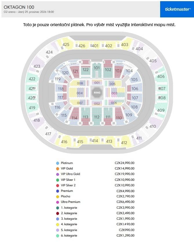 Plánek sálu – O2 Arena