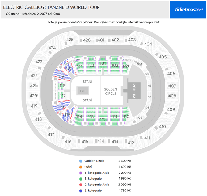 Plánek sálu – O2 Arena