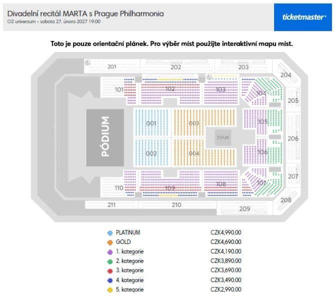 Seating chart – O2 universum
