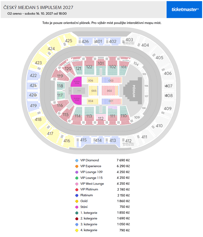 Seating chart – O2 Arena