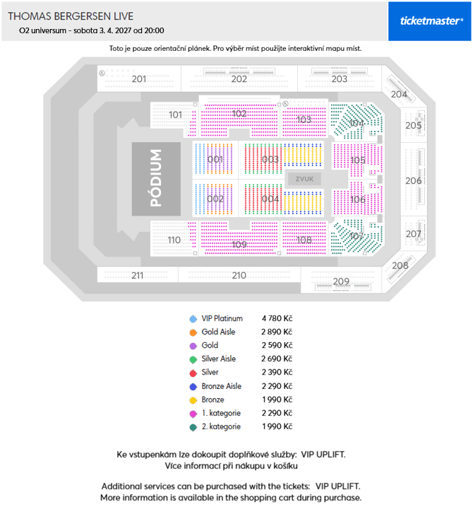 Seating chart – O2 universum