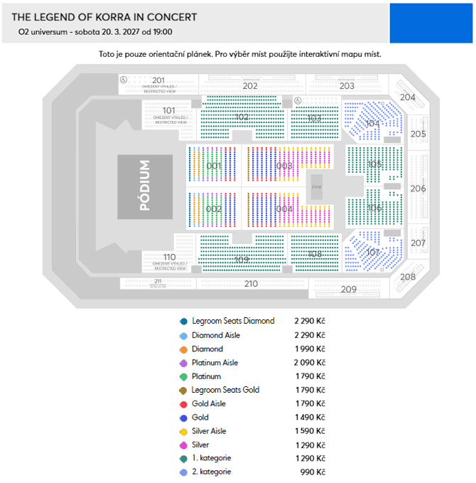Seating chart – O2 universum