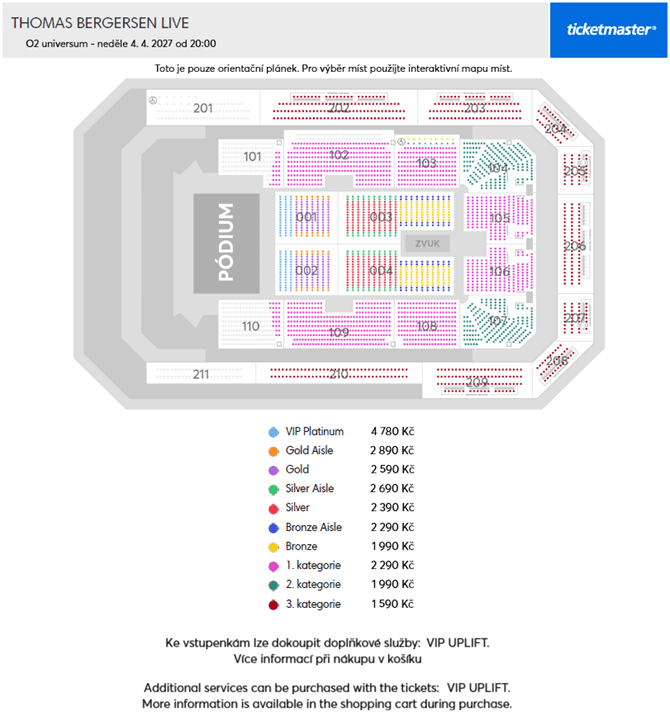Seating chart – O2 universum