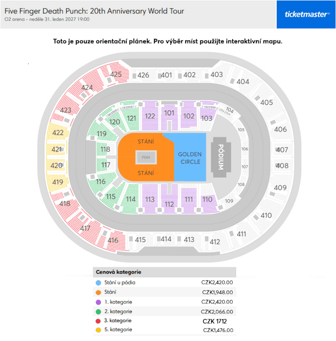 Seating chart – O2 Arena