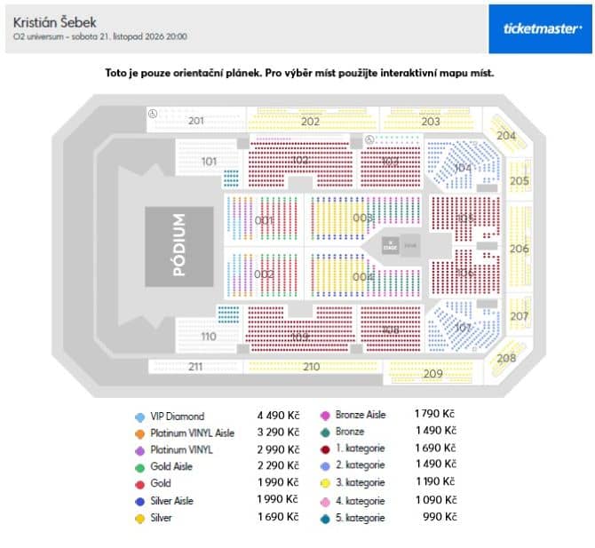 Seating chart – O2 universum