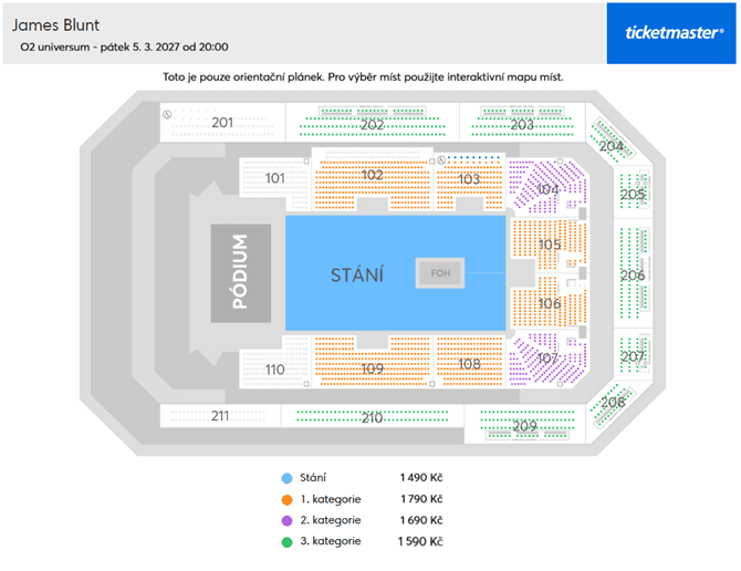Seating chart – O2 universum