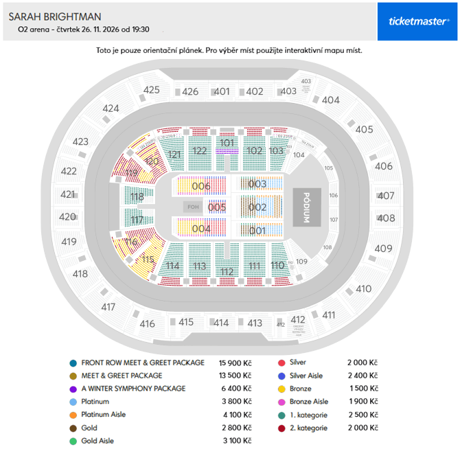 Seating chart – O2 Arena