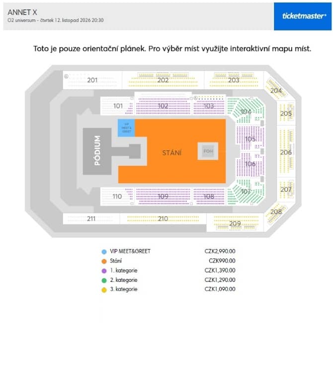 Seating chart – O2 universum