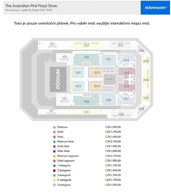 Seating chart – O2 universum