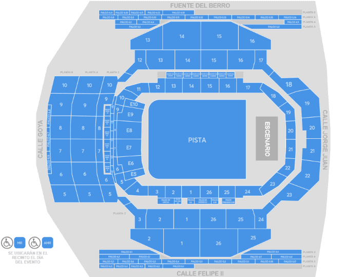 Mapa de asientos – Movistar Arena