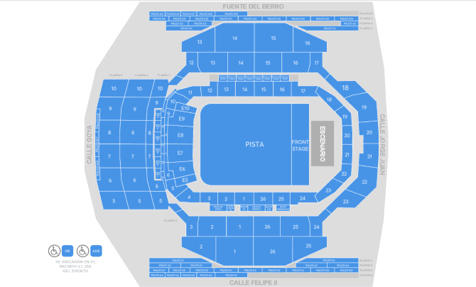 Mapa de asientos – Movistar Arena