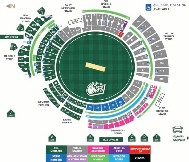 Seating chart – Sydney Cricket Ground