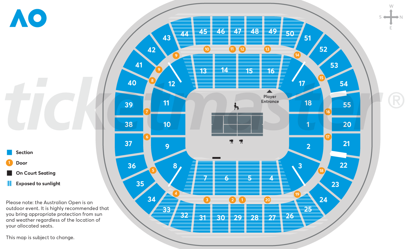 Seating chart – Melbourne Park