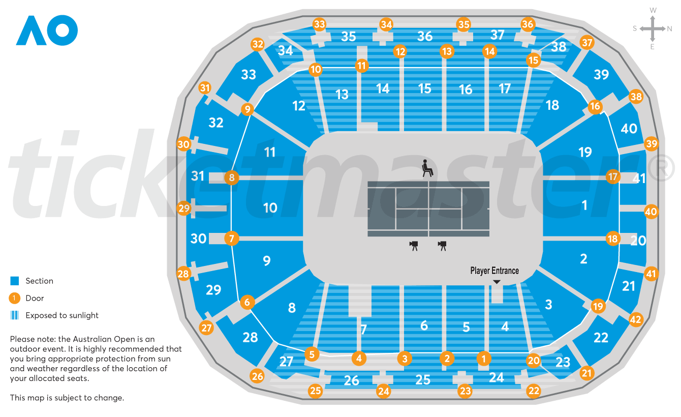 Seating chart – Melbourne Park