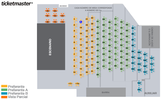Seating chart – El Lunario del Auditorio Nacional