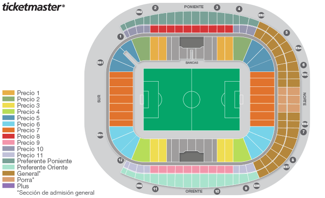 Seating chart – Estadio BBVA