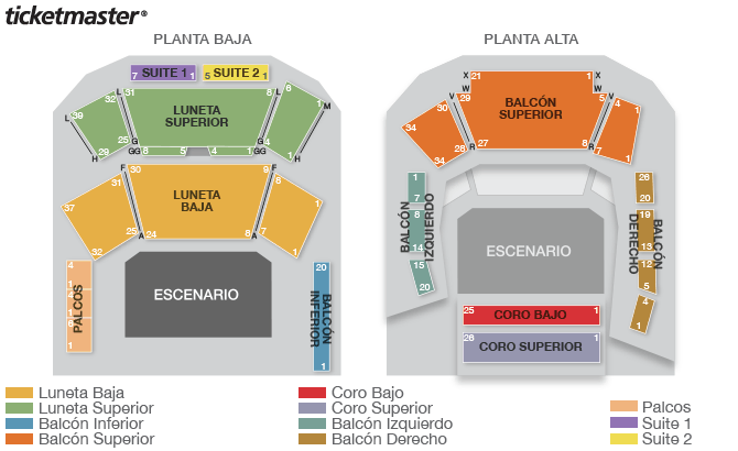 Mapa de asientos – El Cantoral