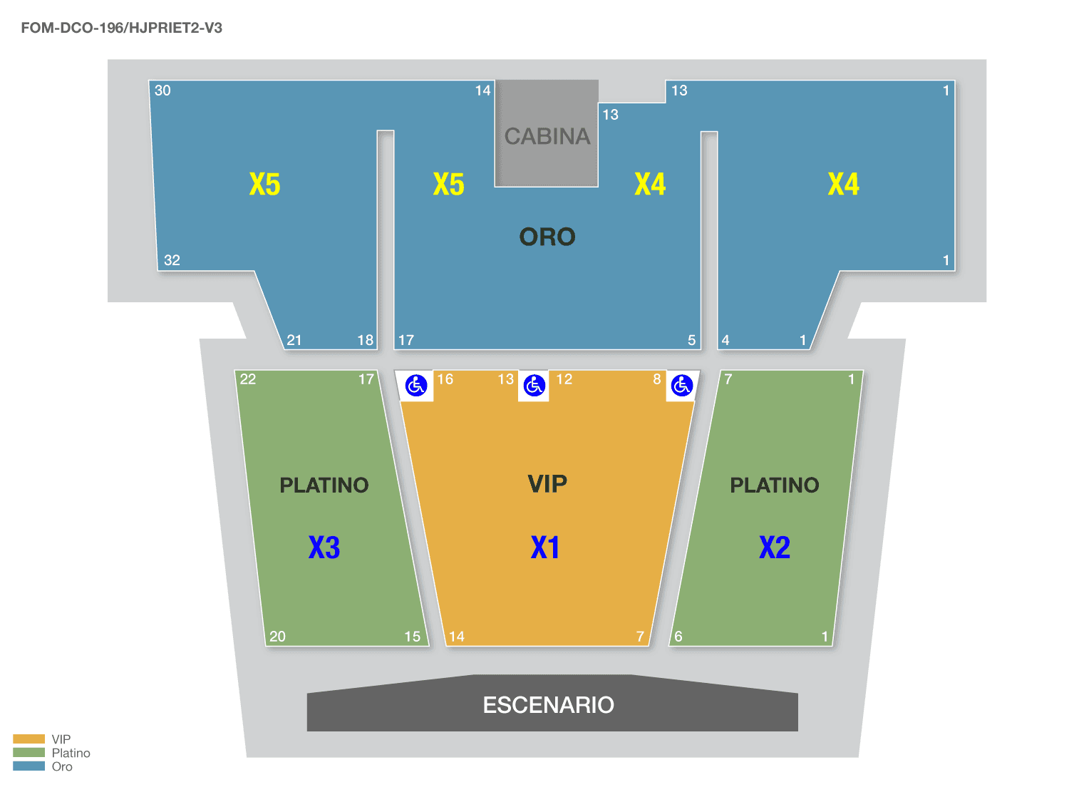 Seating chart – Teatro Xola Julio Prieto