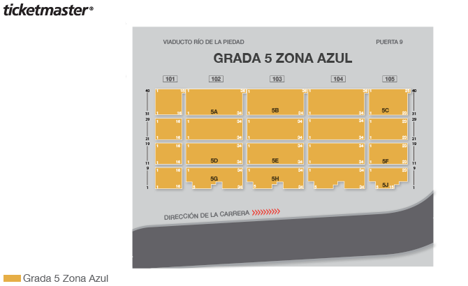 Mapa de asientos – Autodromo Hnos. Rodriguez