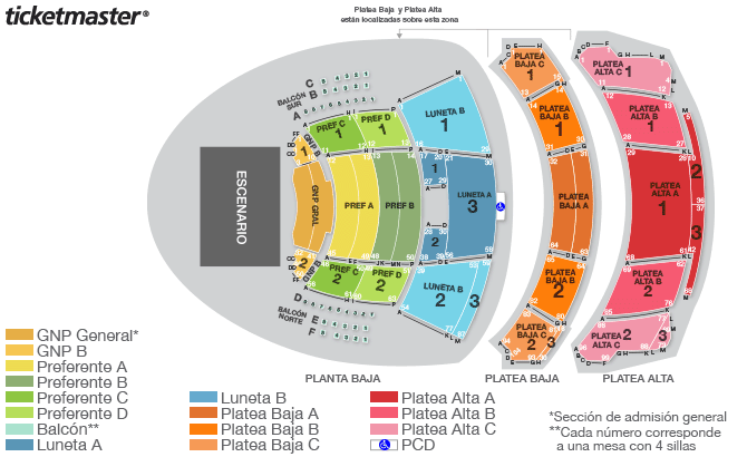 Mapa de asientos – Escenario GNP Seguros