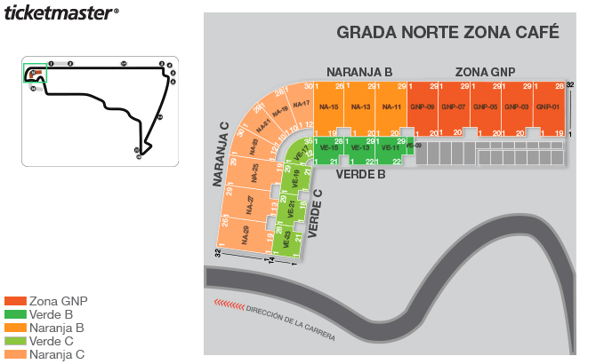 Mapa de asientos – Autodromo Hnos. Rodriguez