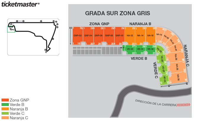 Mapa de asientos – Autodromo Hnos. Rodriguez