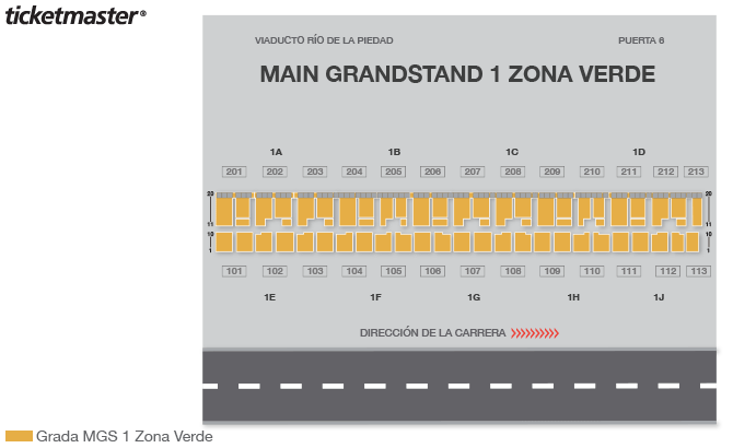 Mapa de asientos – Autodromo Hnos. Rodriguez