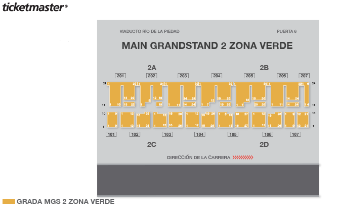 Mapa de asientos – Autodromo Hnos. Rodriguez