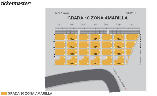 Mapa de asientos – Autodromo Hnos. Rodriguez