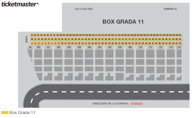 Mapa de asientos – Autodromo Hnos. Rodriguez