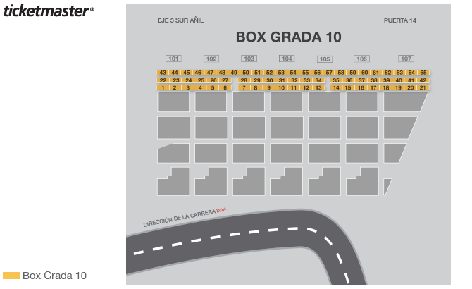 Mapa de asientos – Autodromo Hnos. Rodriguez