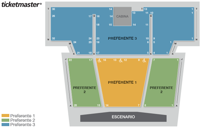 Mapa de asientos – Teatro Xola Julio Prieto