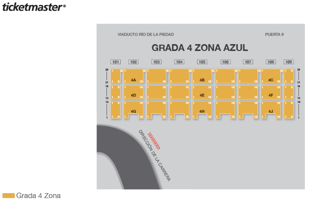 Mapa de asientos – Autodromo Hnos. Rodriguez