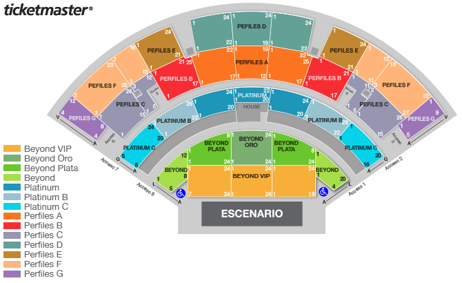 Mapa de asientos – Auditorio Banamex