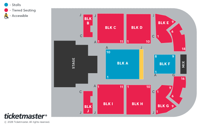 Seating chart – Central Hall, Southampton