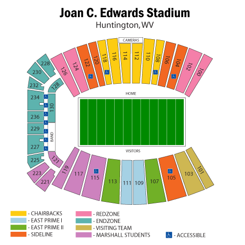 Joan C Edwards Stadium seating plan