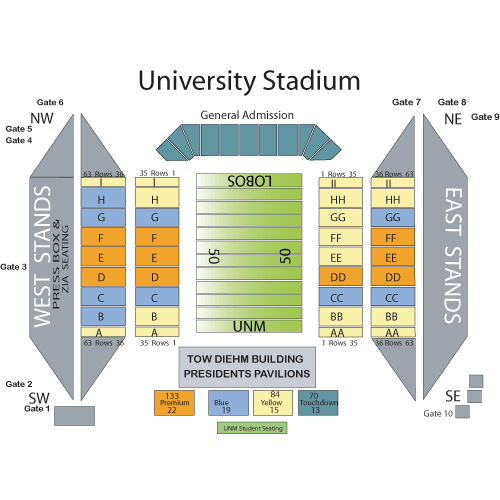 University Stadium seating plan