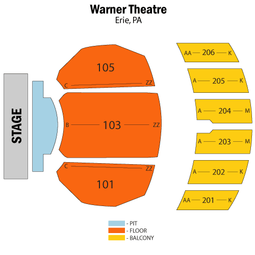 Warner Theatre - PA seating plan