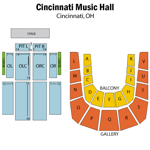 Cincinnati Music Hall seating plan