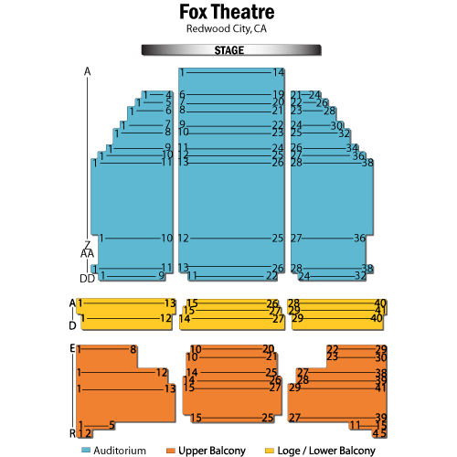 Fox Theatre - Redwood City seating plan