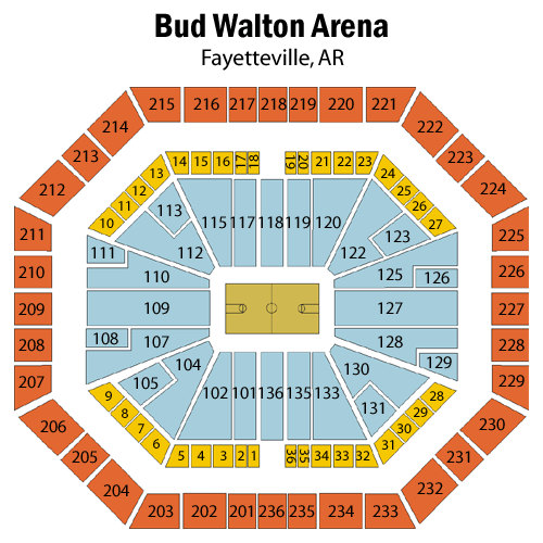 Bud Walton Arena seating plan