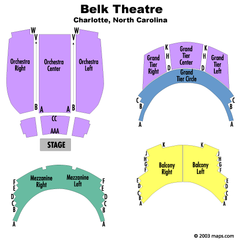 Belk Theatre at Blumenthal Arts Center seating plan