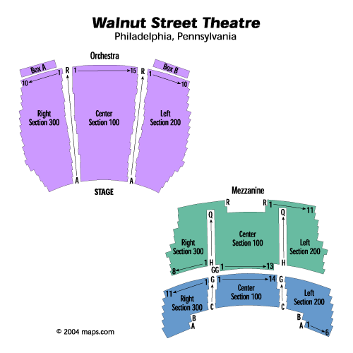 Walnut Street Theatre seating plan