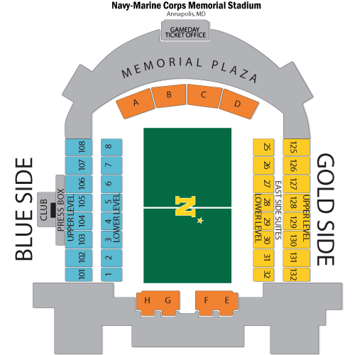 Navy Marine Corps Memorial Stadium seating plan