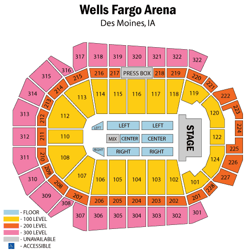 Casey's Center seating plan