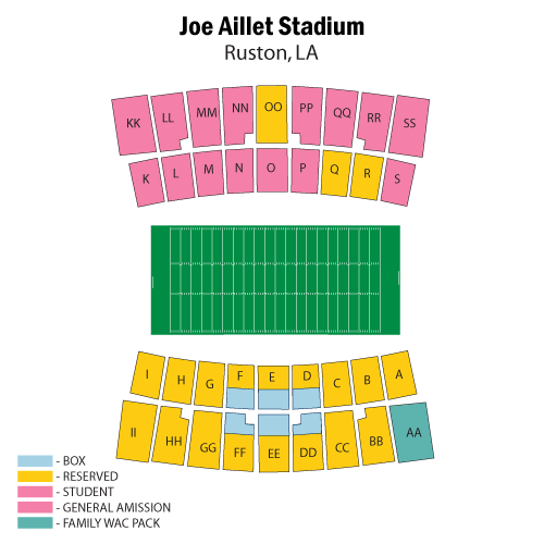 Joe Aillet Stadium seating plan