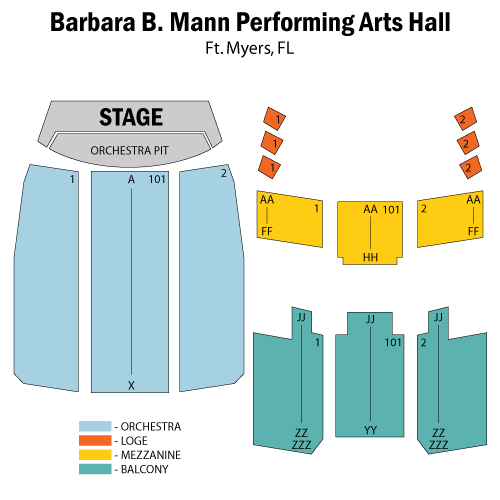 Barbara B. Mann Performing Arts Hall seating plan