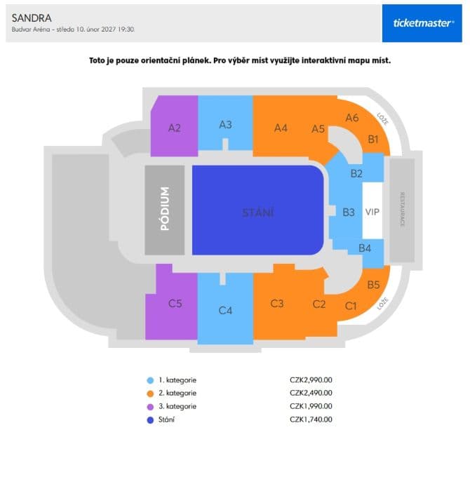 Budvar Aréna seating plan