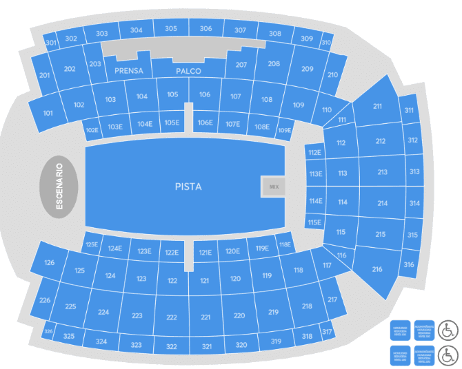 Plano de asientos de Palau Sant Jordi